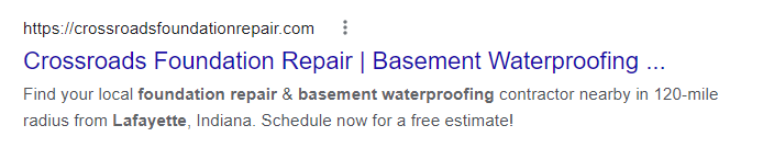 here's an example of an awesome meta description for a foundation repair company