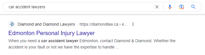 Search result on page 2 for "car accident lawyers" in Edmonton