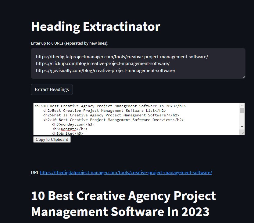 Heading Extractinator Web App