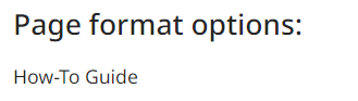 Page format options