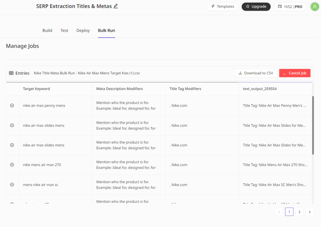 Bulk Customizable SERP Extraction Title Tags & Meta Descriptions
