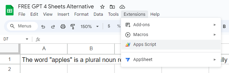 Extend the functionality of Google Sheets with the Apps Script menu